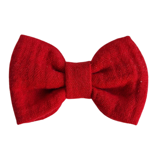 Barrette anti glisse double gaze coton rouge