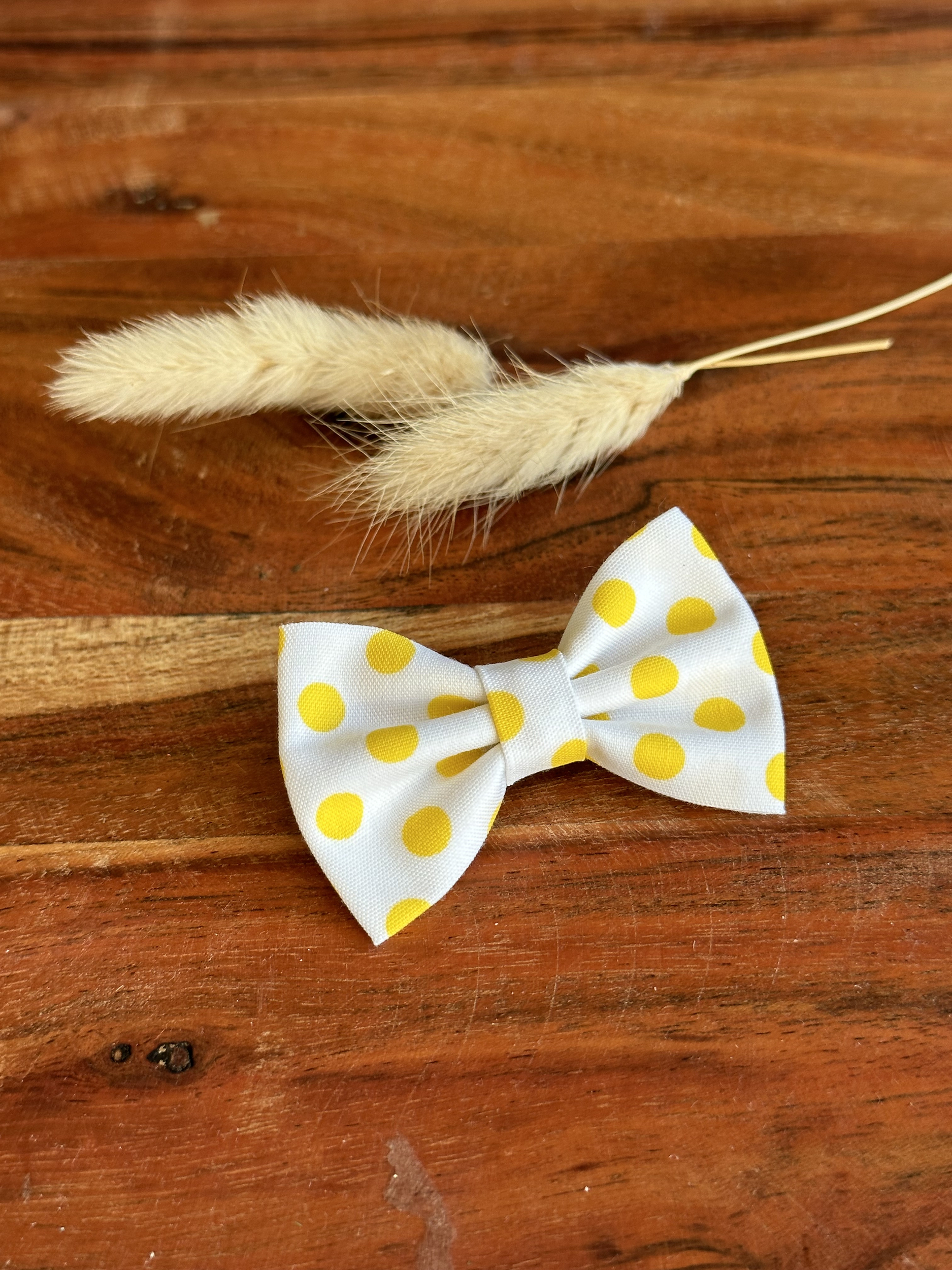 Barrette anti glisse blanc gros pois jaune