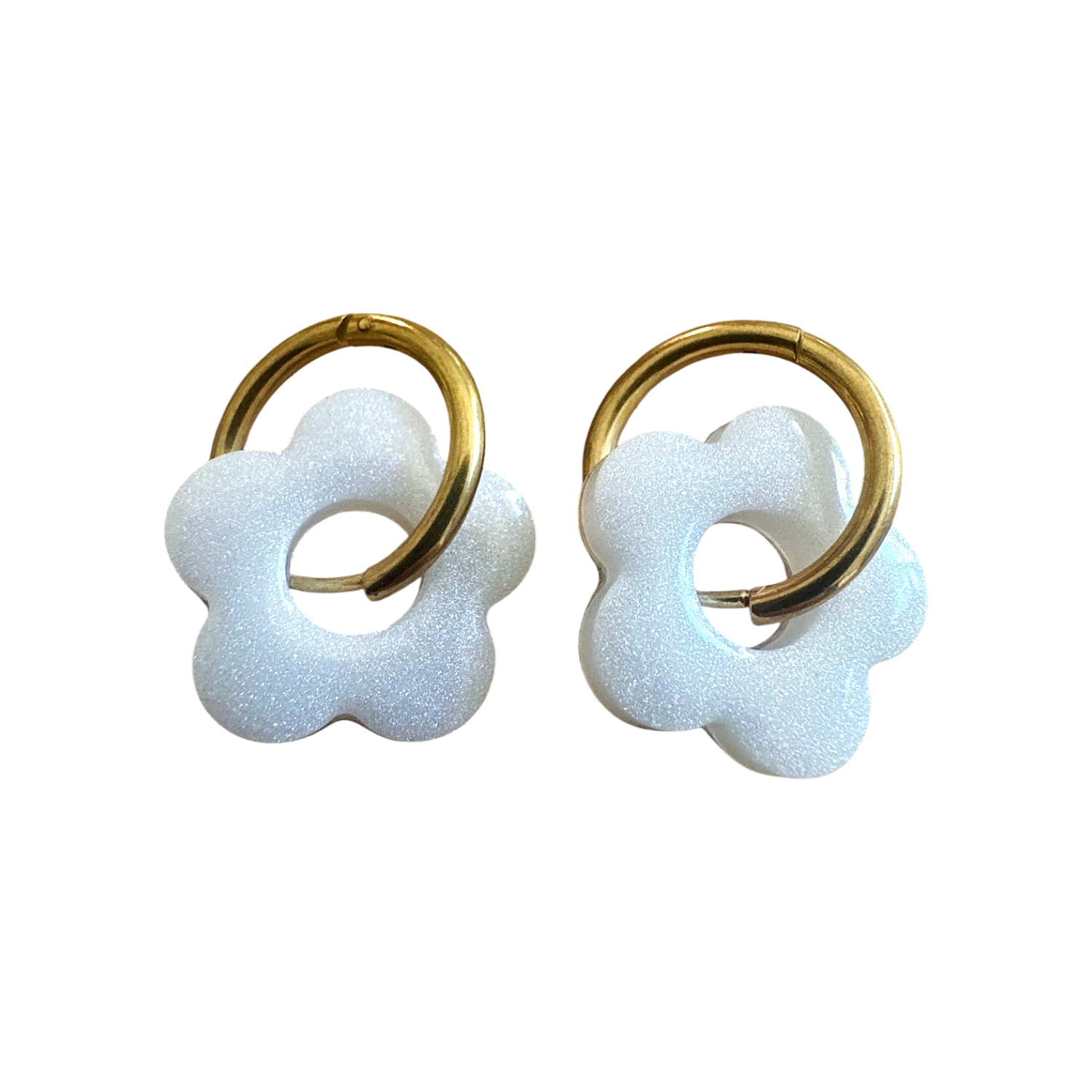 boucles doreilles créole blanc nacré