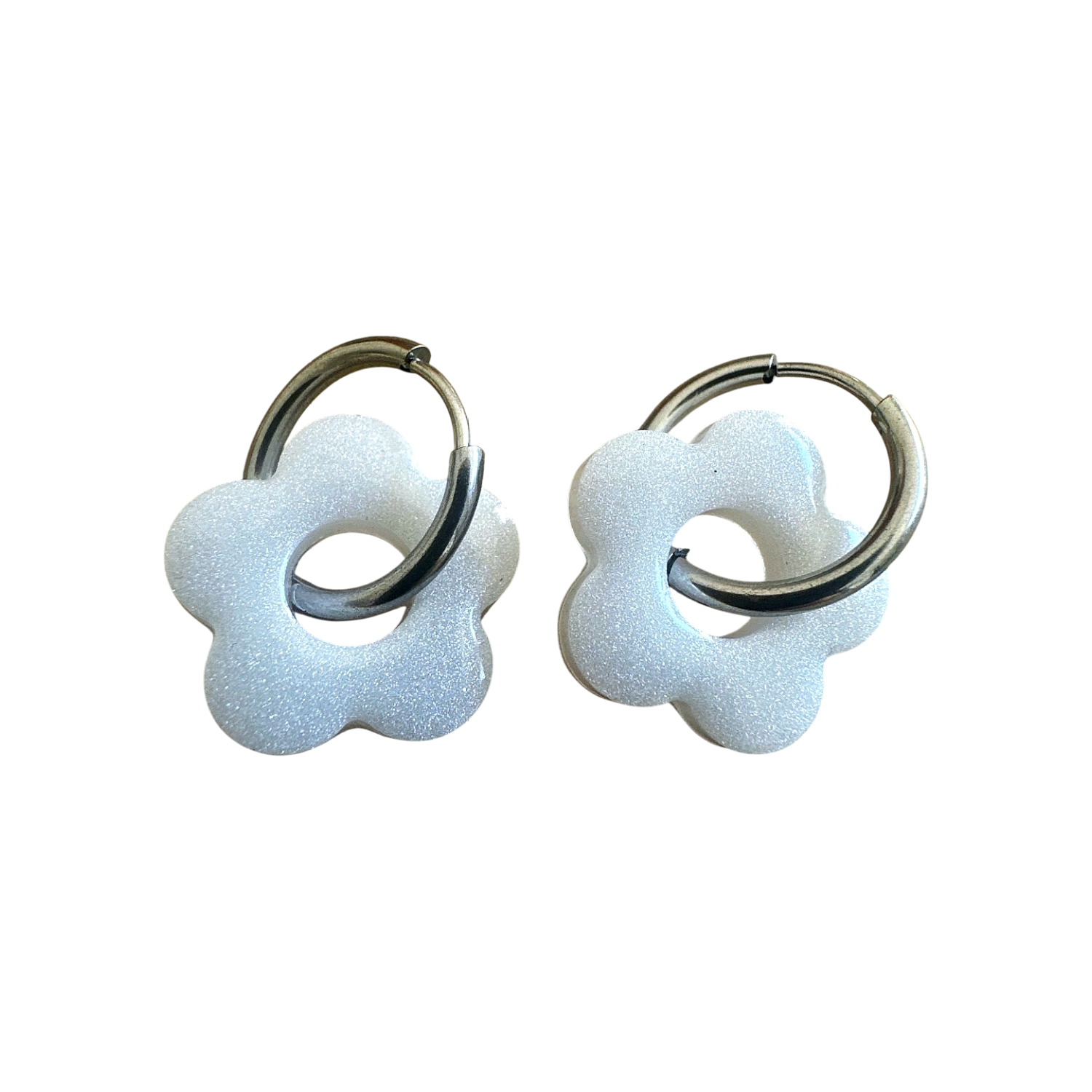 boucles doreilles créole blanc nacré