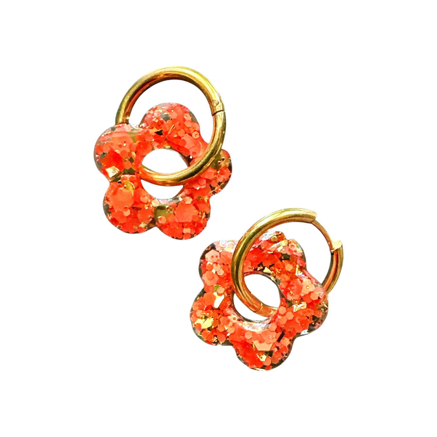 Boucles D'oreilles Pendantes Ethniques, Ovales Résine Rouge Orangé, Argent Tibétain