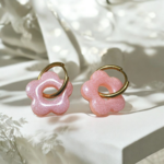 boucles d'oreilles créole rose nacré