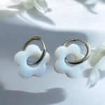boucles doreilles créole blanc nacré