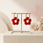 boucle d'oreille fleur vintage rouge
