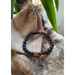Bracelet en pierres naturelles perles  8mm oeils de tigre et pierres de lave