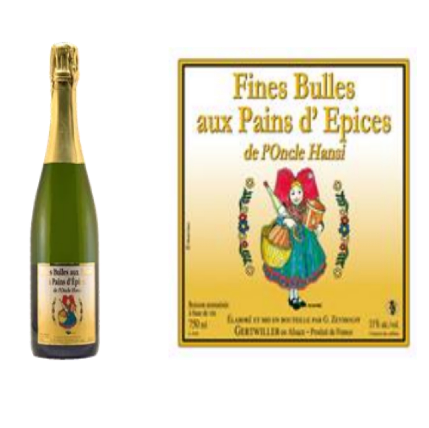 VIN NOEL    FINES BULLES DE L’ONCLE HANSI AUX EPICES A PAINS D’EPICES   G. Z EYSSOLFF  Lalsace- en-Bouteille