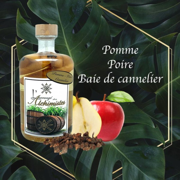 Rhum Poire Pomme Baie de cannelier ,L'arrangé des Alchimistes,lalsace-en-bouteille