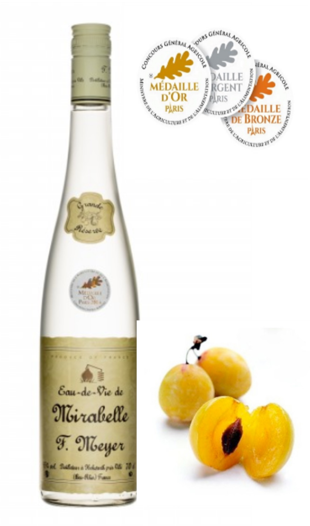 Eau-de-Vie de Mirabelle  Grande réserve Meyer'S lalsace-en-bouteille.com 1000