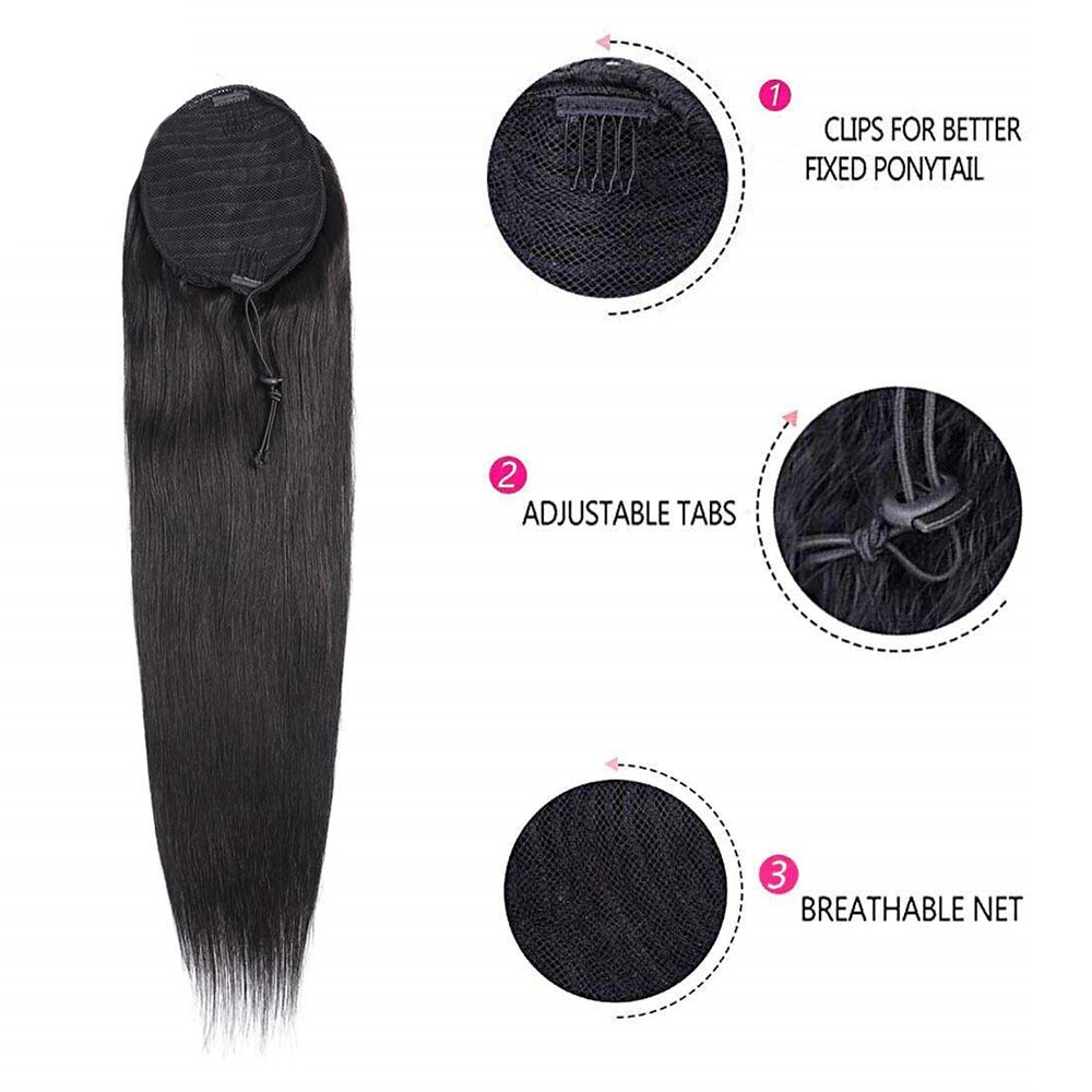 Extensions-de-queue-de-cheval-Blonde-Ombre-cheveux-humains-remy-Darwstring-Afro-cr-pus-boucl-s