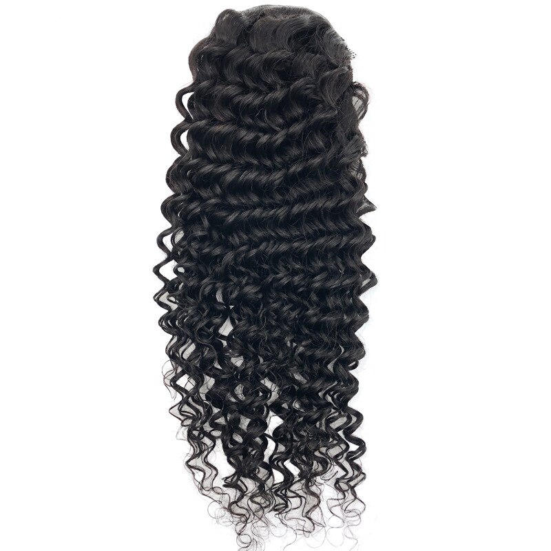 Halo-Lady-Extensions-de-cheveux-br-siliens-naturels-non-remy-queue-de-cheval-Deep-Wave-cordon