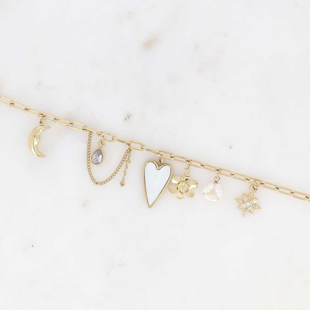 Bracelet Argent breloques coeurs Ref. 53277
