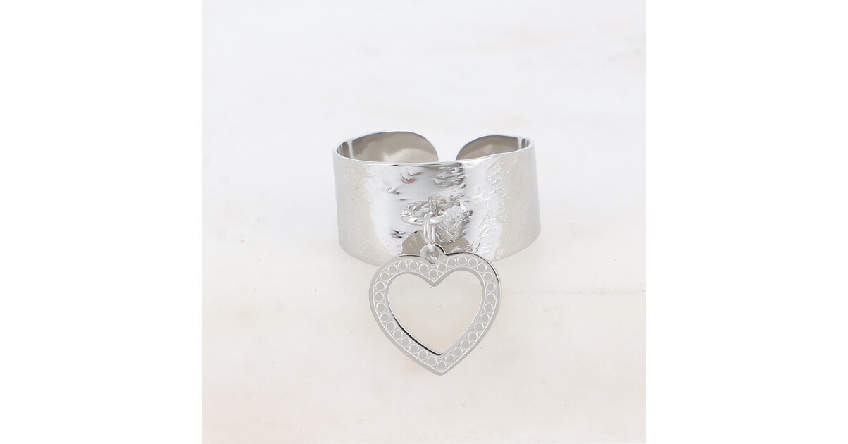 Bague Coeur Ajouré En Argent Massif - Taille 52 - Occasion - Couleur Argenté