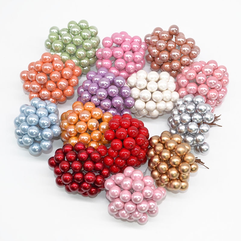 50-pi-ces-lot-Mini-plastique-perle-tamine-cerise-Berry-no-l-rouge-houx-baies-bricolage