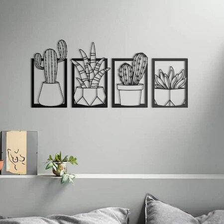 4-pi-ces-Cactus-m-tal-cadre-botanique-toile-peinture-photos-pour-salon-d-coration-de