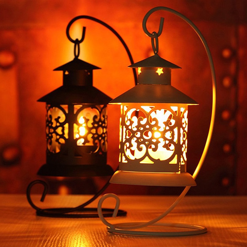 Photophore Marocain en peau bougeoir lanterne lampe déco oriantale or8 bougie 