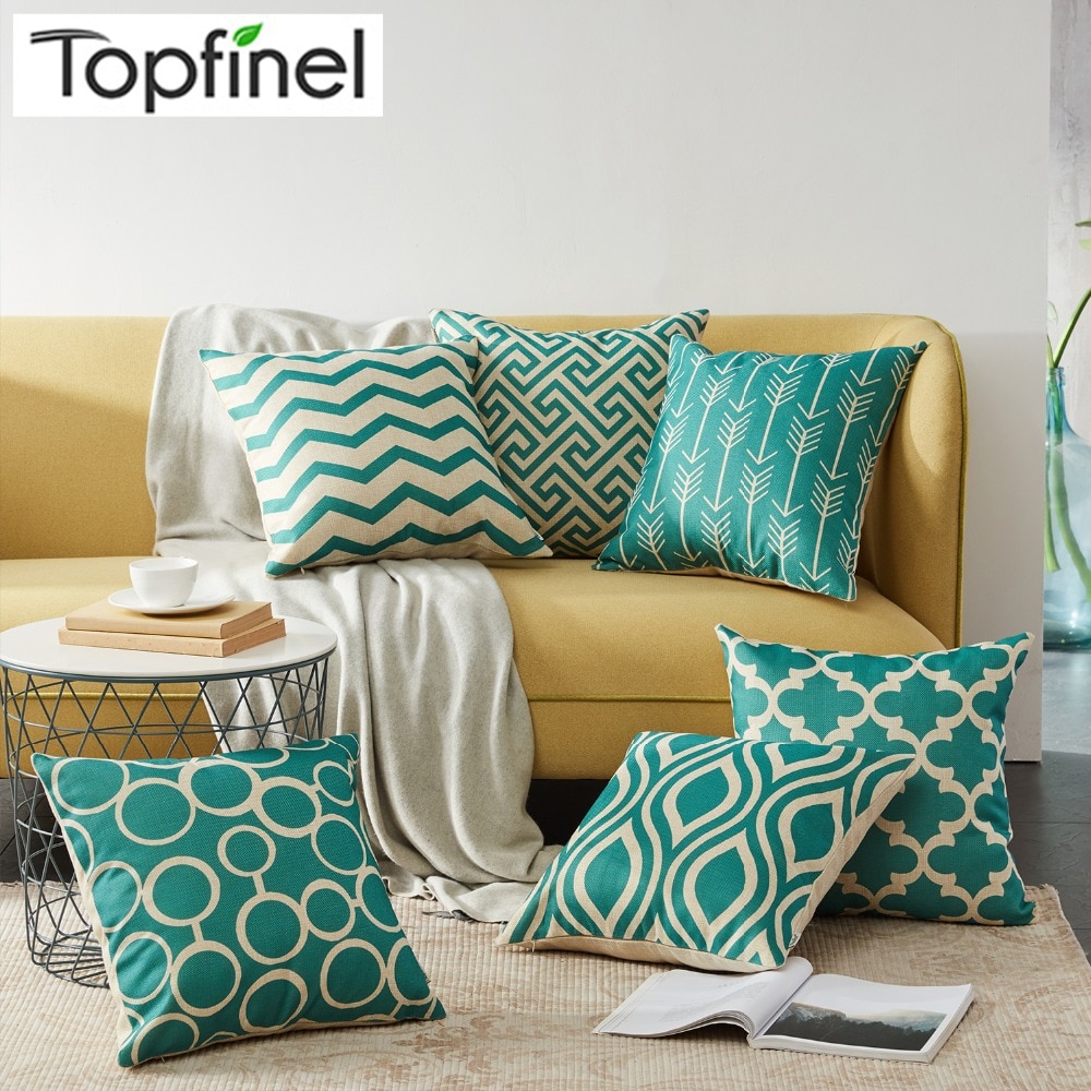 Topfinel-quatreleaf-sarcelle-Turquoise-jet-taie-d-oreiller-d-coratif-housses-de-coussin-g-om-trique