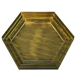 Vintage-or-hexagone-plateau-m-tal-fer-plaque-g-om-trique-vieux-Snack-plateau-cosm-tique