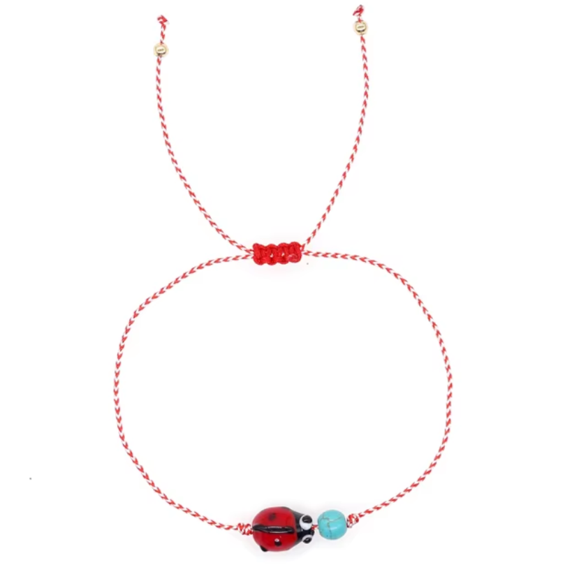 Bracelet fil coccinelle