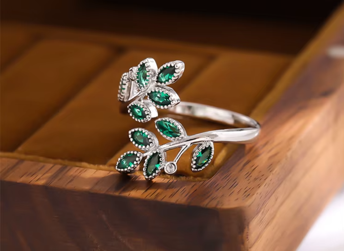 bague feuille ajustable