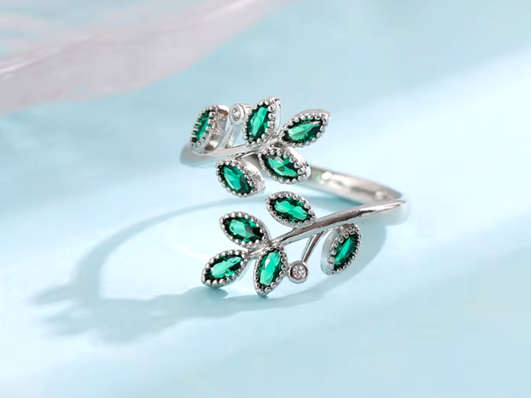 bague feuille argent 925