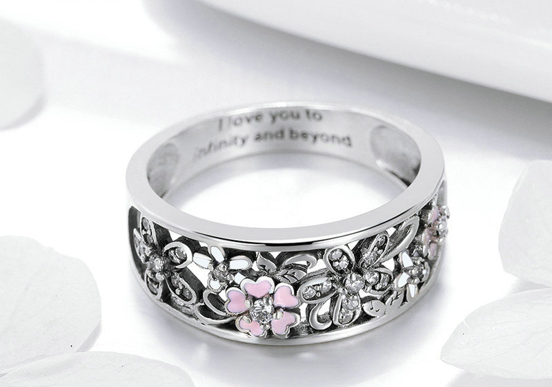 Bague jonc anneau fleurs romantique