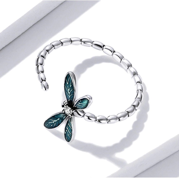 bague libellule argent