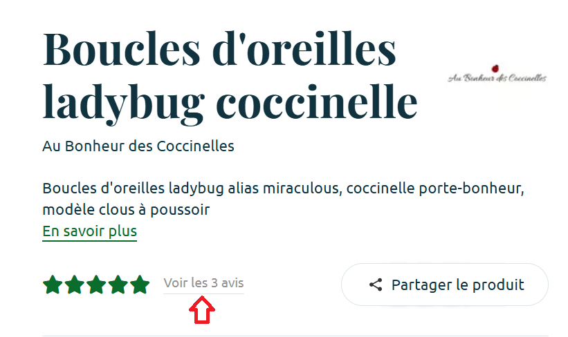 Voir exemple d'avis client sur un bijou