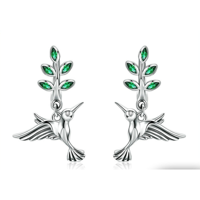 Boucles d'oreilles colibri argent