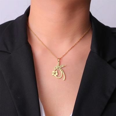 Collier oiseau or