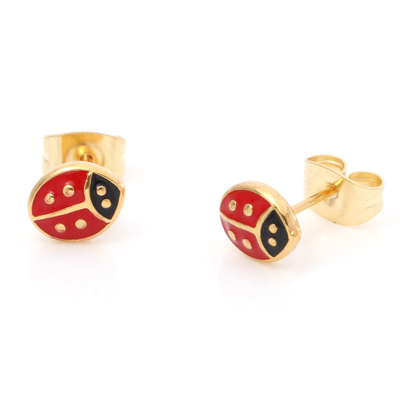 BOUCLES PUCES COCCINELLE OR