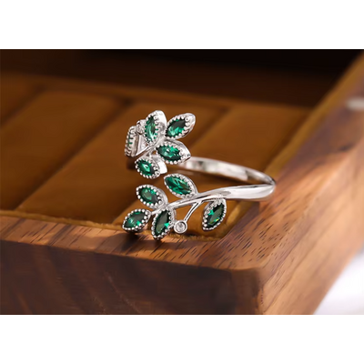 bague feuille ajustable