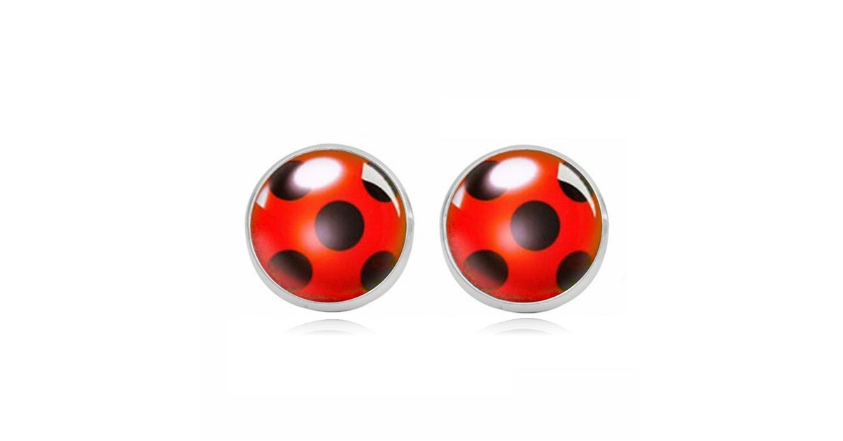 Boucles D'Oreilles Enfants Or Jaune 333 (8 Carats) - Cœur Et Coccinelle - Pendentif