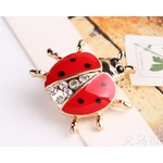 broche coccinelle animal or strass ailes rouges