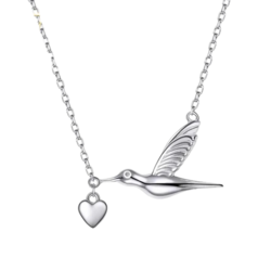 collier colibri coeur